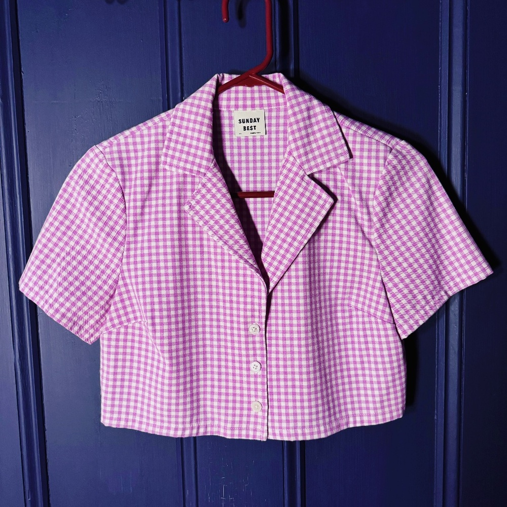 Aritzia Sunday Best Checkered Crop Top X-Small